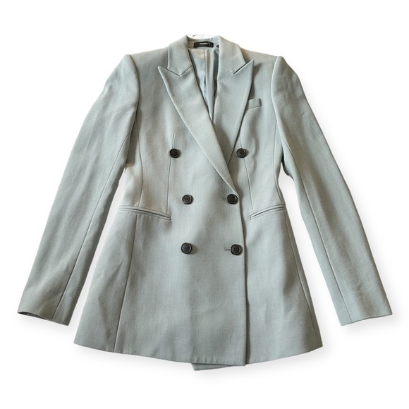 Theory Camogie Power Jacket, Double Breasted Blazer In Oregano, Size 00 - Picture 5 of 14
